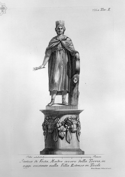 Statue of Vesta, Mother or of the Earth, now existing in the Villa Estense in Tivoli by Francesco Piranesi